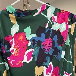 Maggy London Asymmetrical Dress - Green with Floral Print